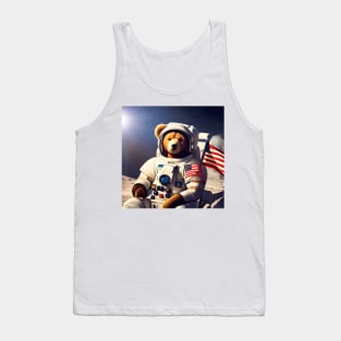 Teddy in a Space suit sitting on a deck chair on the Moon Tank Top